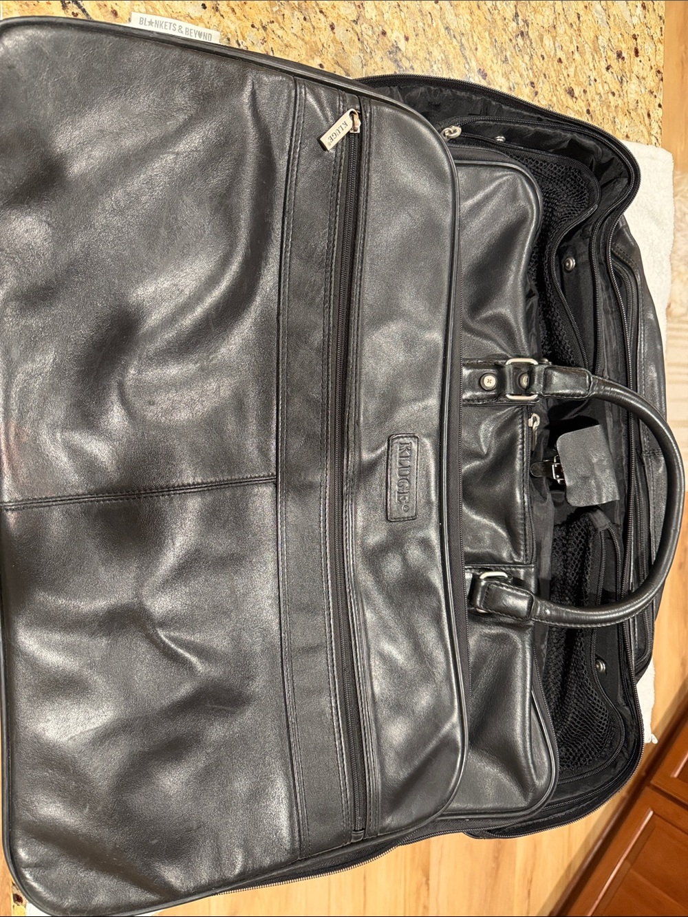 Kluge Black Leather-original airline approved luggage garment bag